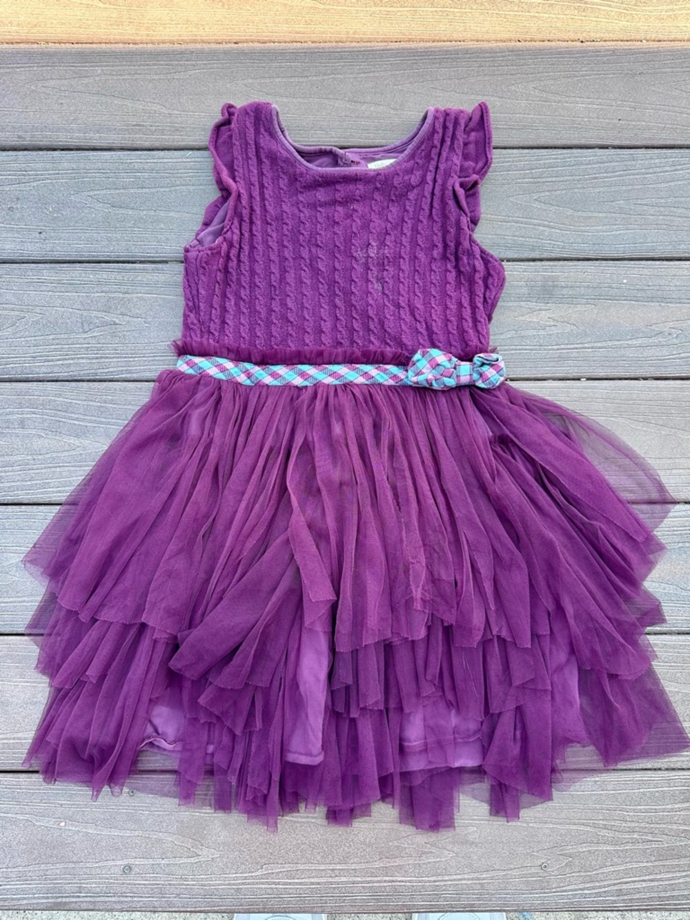 Matilda Jane Purple Knit Bodice Tulle Party Dress with Braided Belt